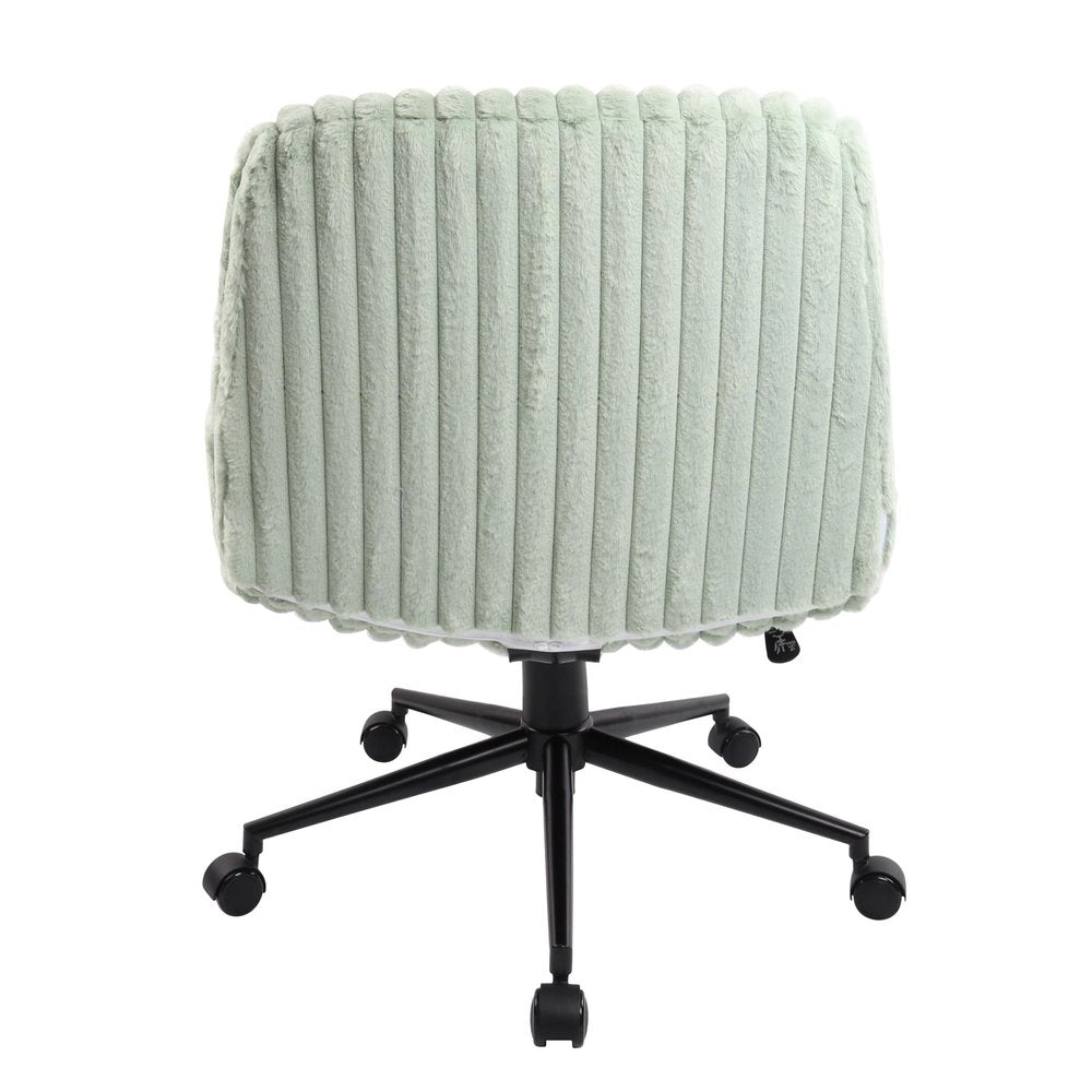 Pink and Black Adjustable Height Faux Fur Swivel Rolling Gaming Chair