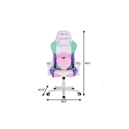Pink Purple And White And White Swivel Rolling Gaming Chair