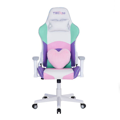 Pink Purple And White And White Swivel Rolling Gaming Chair