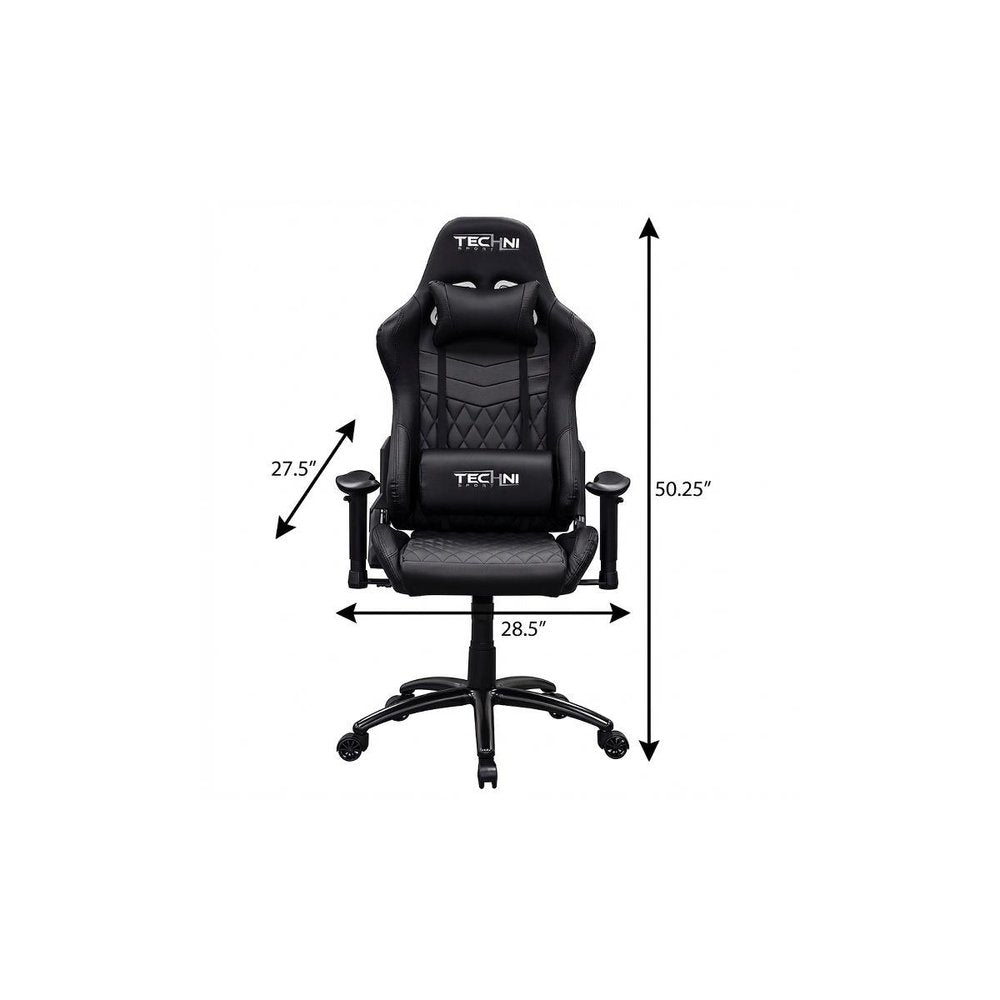 Black Swivel Rolling Racecar Gaming Chair