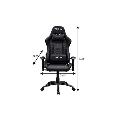 Black Swivel Rolling Racecar Gaming Chair