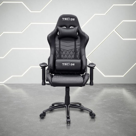 Black Swivel Rolling Racecar Gaming Chair