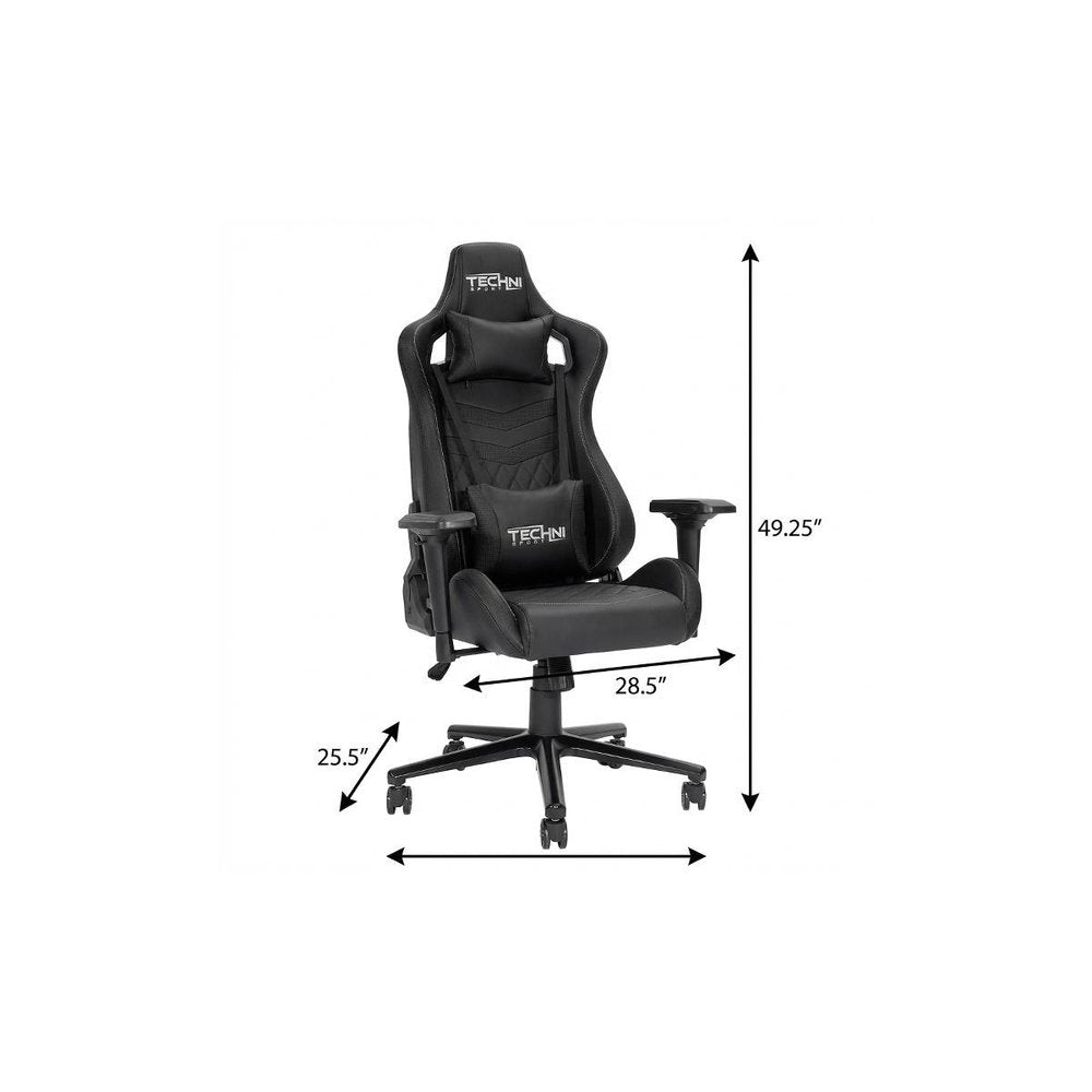 Black Swivel Rolling Racecar Gaming Chair