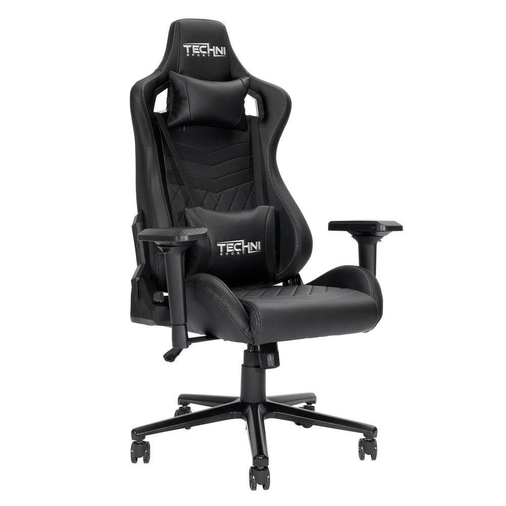 Black Swivel Rolling Racecar Gaming Chair
