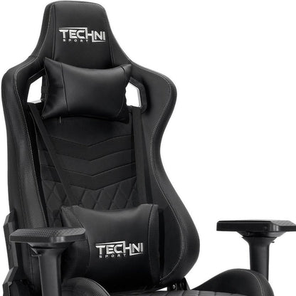 Black Swivel Rolling Racecar Gaming Chair