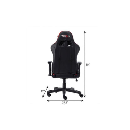 Black And Red And Black Swivel Rolling Gaming Chair