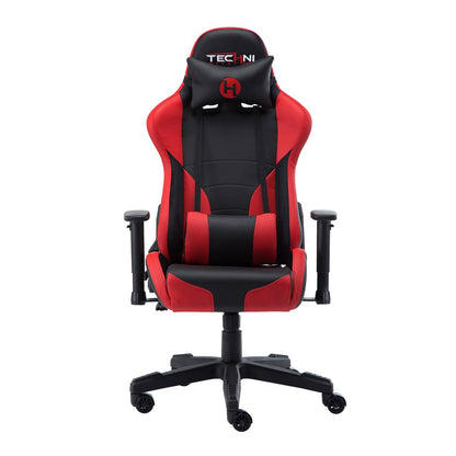 Black And Red And Black Swivel Rolling Gaming Chair