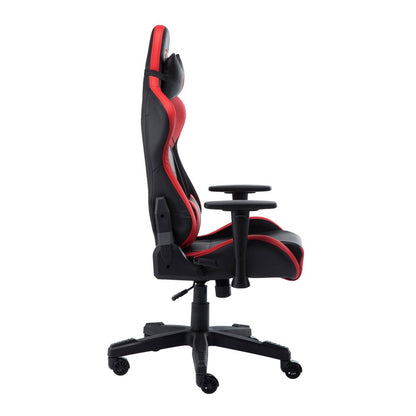 Black And Red And Black Swivel Rolling Gaming Chair