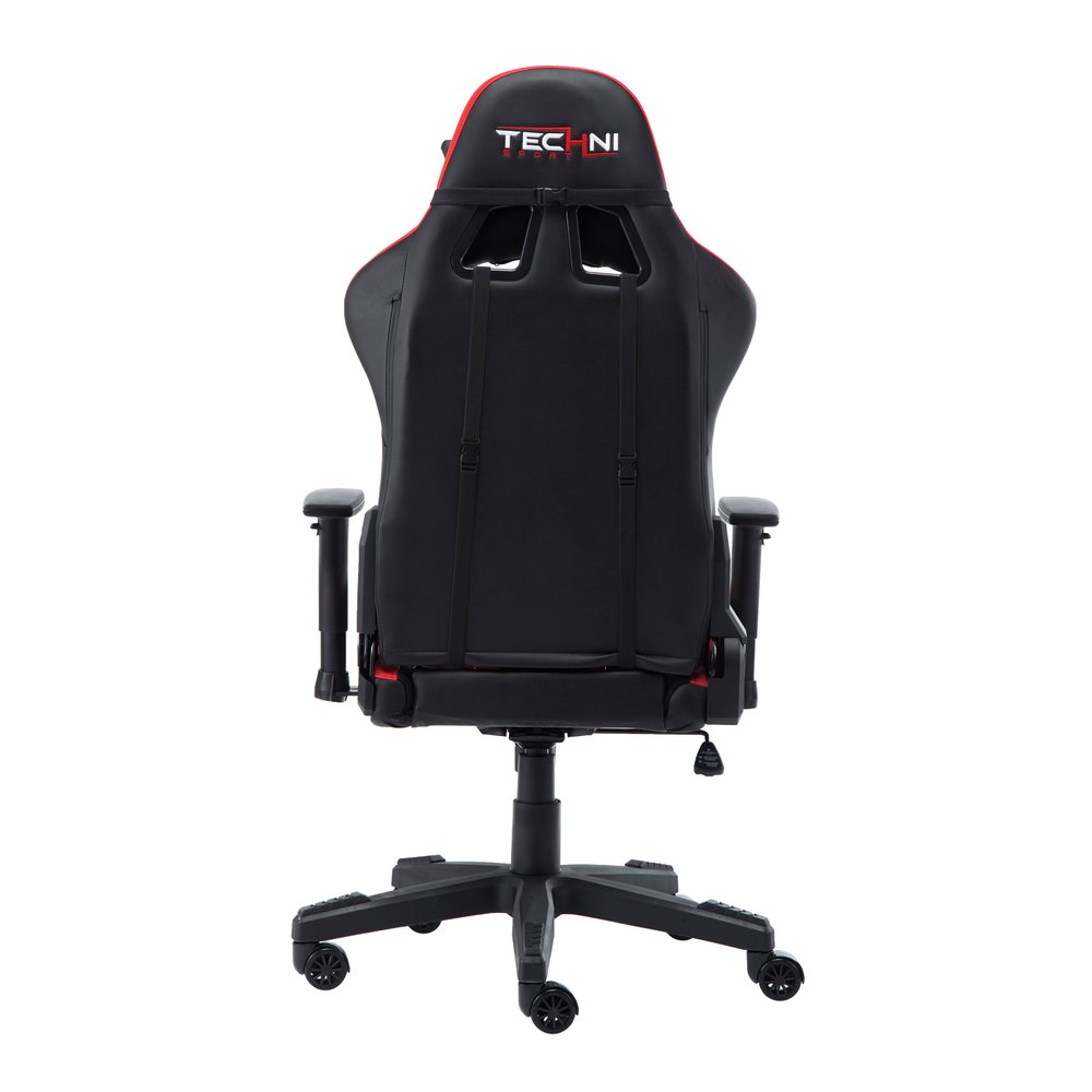 Black And Red And Black Swivel Rolling Gaming Chair