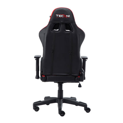 Black And Red And Black Swivel Rolling Gaming Chair
