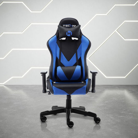 Blue And Black Swivel Rolling Gaming Chair