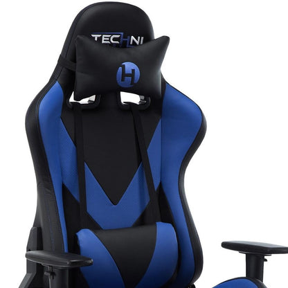 Blue And Black Swivel Rolling Gaming Chair