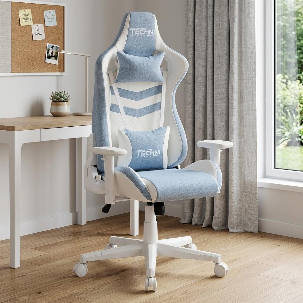 Mint Green And White Swivel Rolling Gaming Chair