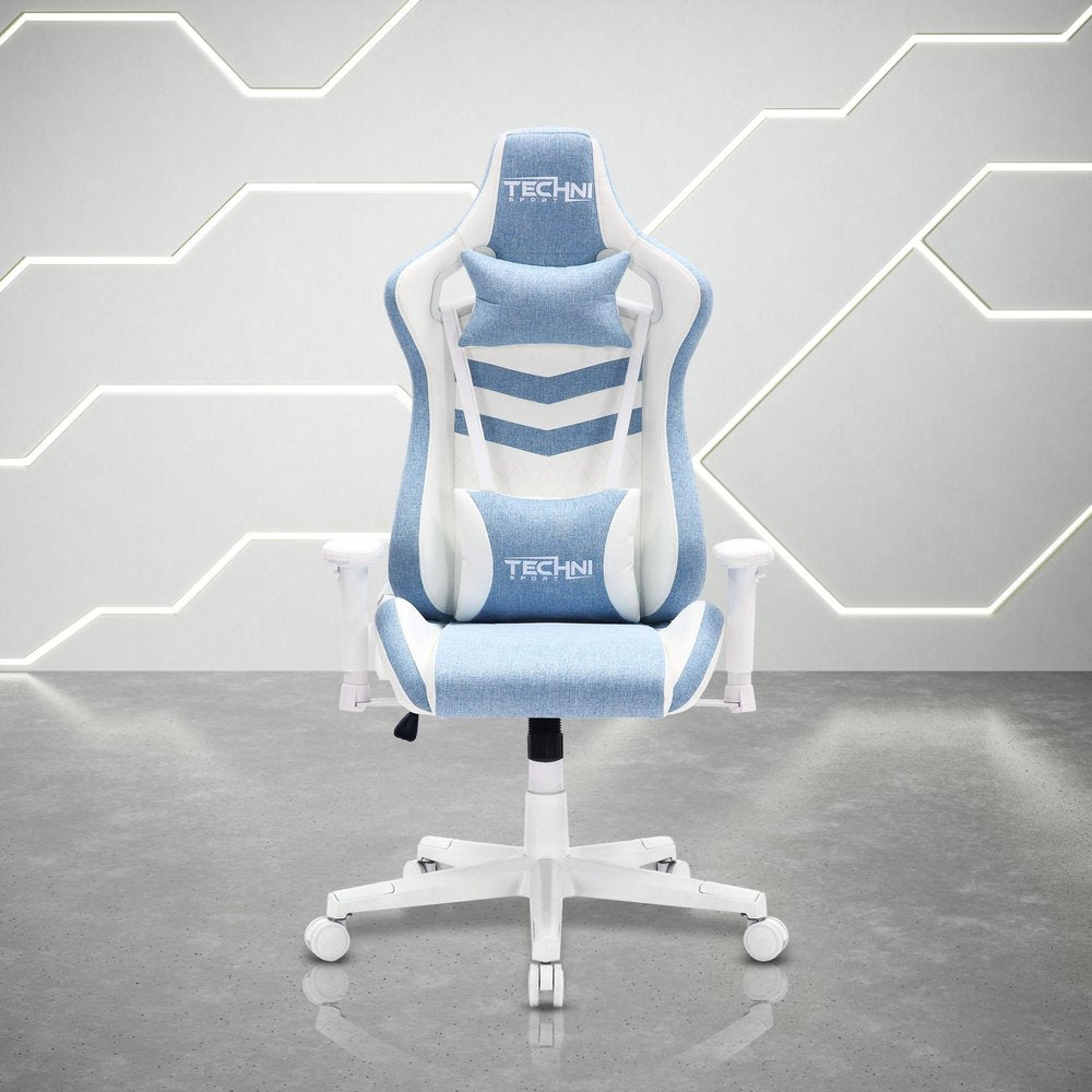 Mint Green And White Swivel Rolling Gaming Chair