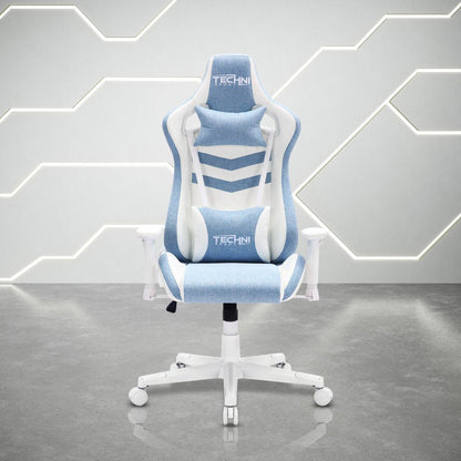 Mint Green And White Swivel Rolling Gaming Chair