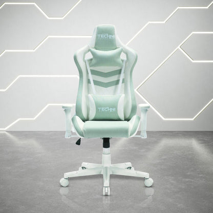 Mint Green And White Swivel Rolling Gaming Chair