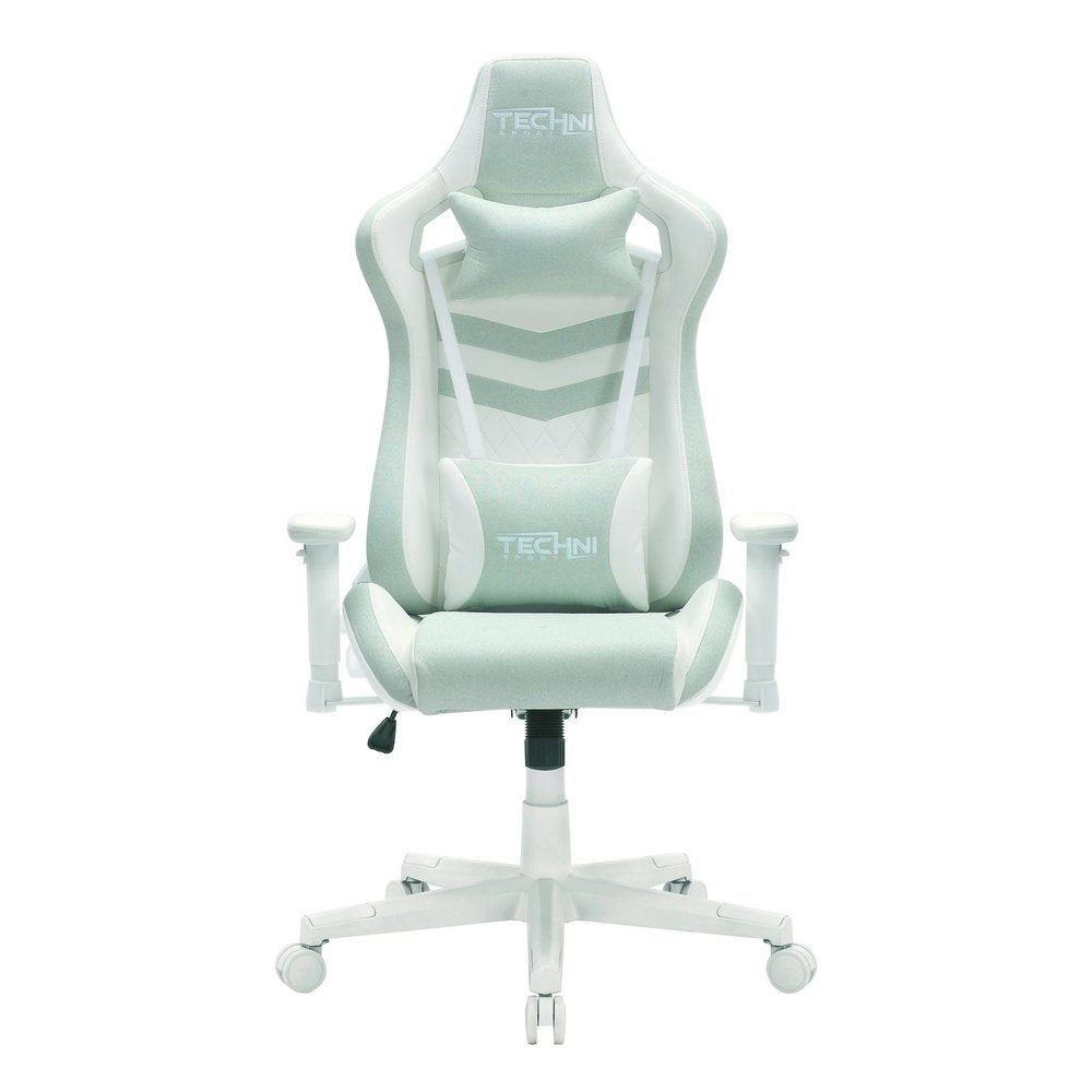 Mint Green And White Swivel Rolling Gaming Chair