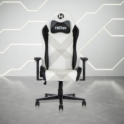Black And White And Black Swivel Rolling Gaming Chair