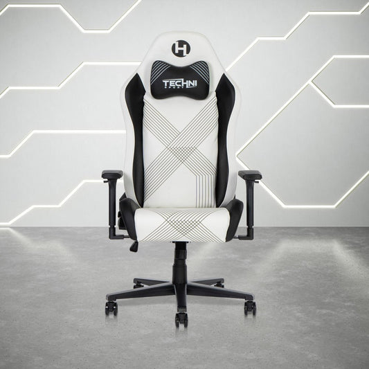 Black And White And Black Swivel Rolling Gaming Chair