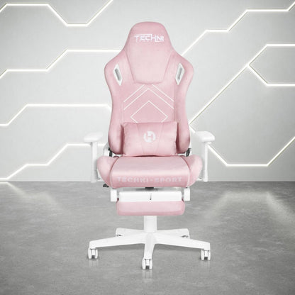 Pink And White Adjustable Height Swivel Rolling Gaming Chair
