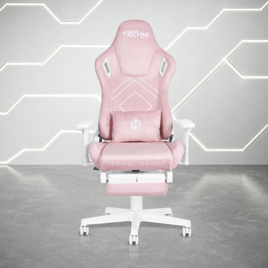 Pink And White Adjustable Height Swivel Rolling Gaming Chair