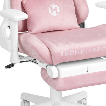 Pink And White Adjustable Height Swivel Rolling Gaming Chair