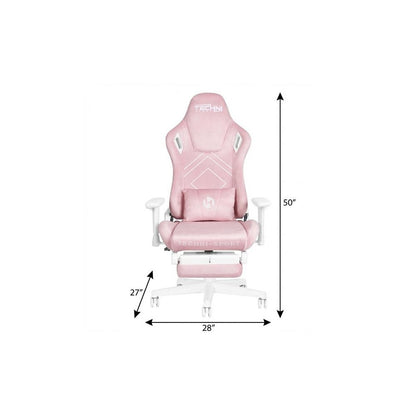 Pink And White Adjustable Height Swivel Rolling Gaming Chair