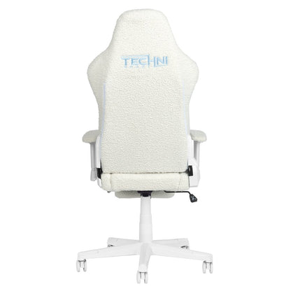 White Adjustable Height Swivel Rolling Gaming Chair With Footrest