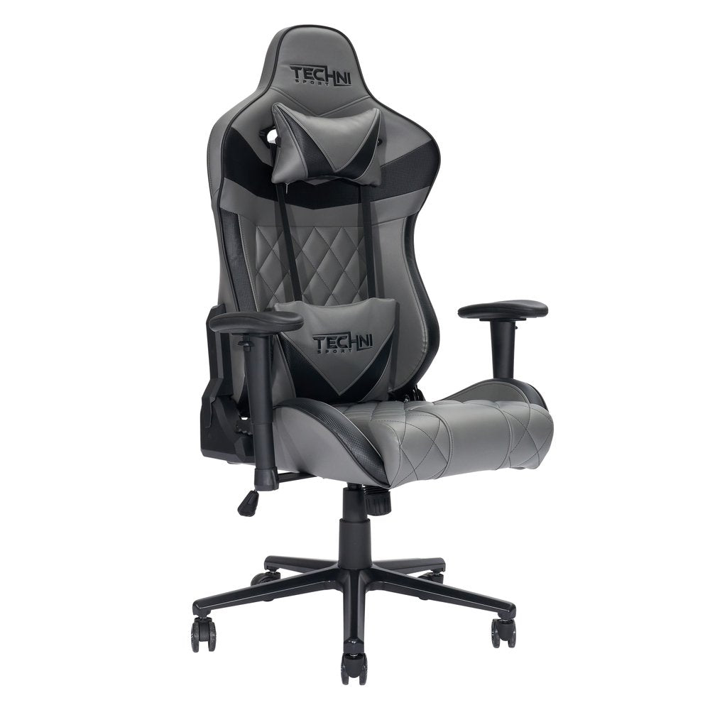 Gray And Black Adjustable Height Swivel Rolling Gaming Chair
