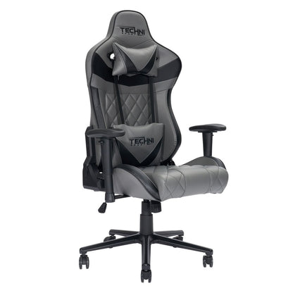 Gray And Black Adjustable Height Swivel Rolling Gaming Chair