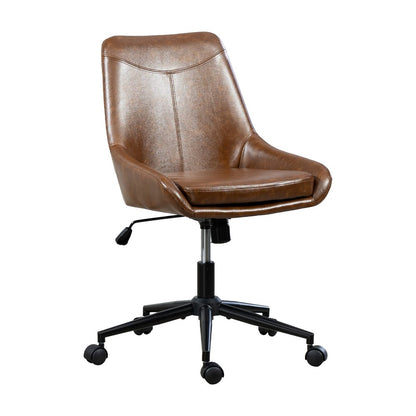 Dark Brown and Black Adjustable Height Swivel Rolling Office Chair