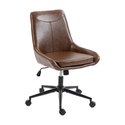 Dark Brown and Black Adjustable Height Swivel Rolling Office Chair