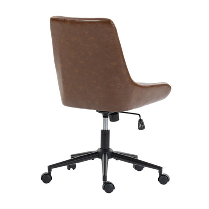 Dark Brown and Black Adjustable Height Swivel Rolling Office Chair
