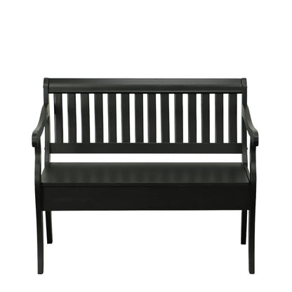 42" Black Solid Wood Storage Bench With Flip Top