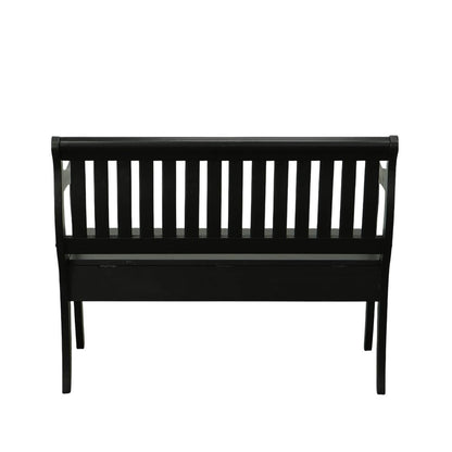 42" Black Solid Wood Storage Bench With Flip Top
