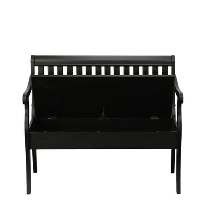 42" Black Solid Wood Storage Bench With Flip Top
