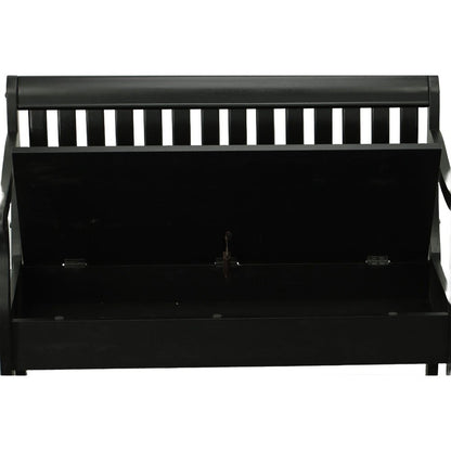 42" Black Solid Wood Storage Bench With Flip Top
