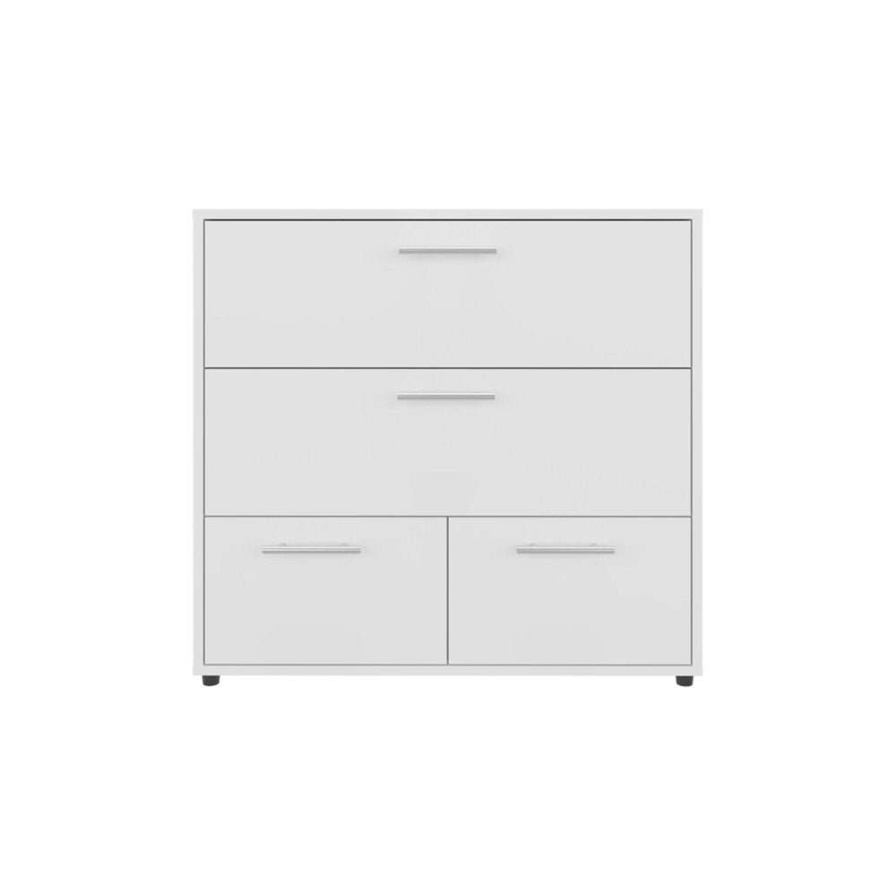 24" White Wood Three Drawer Double Dresser