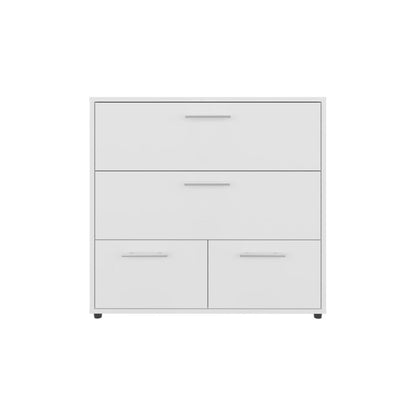24" White Wood Three Drawer Double Dresser