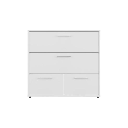 24" White Wood Three Drawer Double Dresser