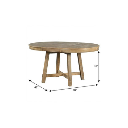 58" Natural Wood Removable Leaf Oval Extendable Dining Table