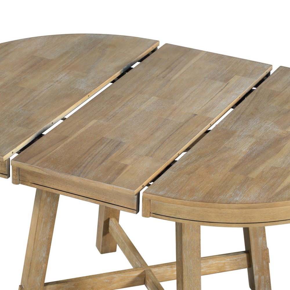 58" Natural Wood Removable Leaf Oval Extendable Dining Table
