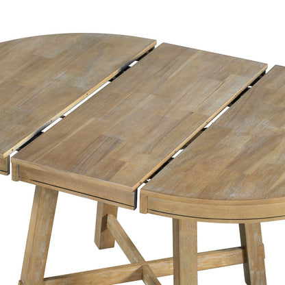 58" Natural Wood Removable Leaf Oval Extendable Dining Table