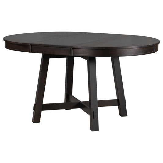 58" Espresso Wood Removable Leaf Oval Extendable Dining Table
