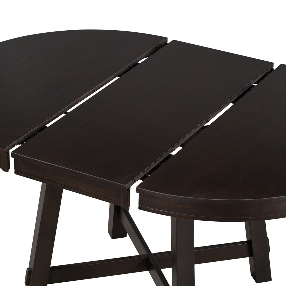 58" Espresso Wood Removable Leaf Oval Extendable Dining Table