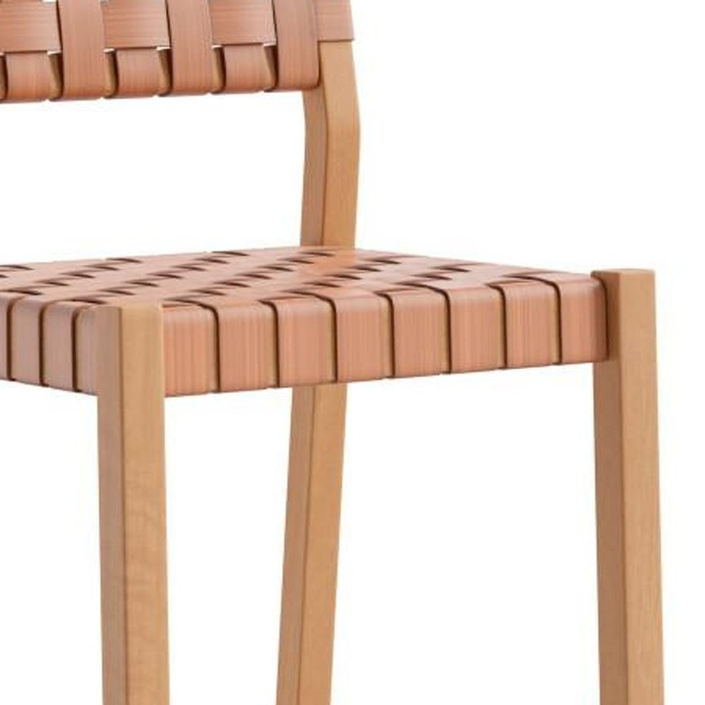 30" Brown Solid Wood Low Back Outdoor Bar Height Chair