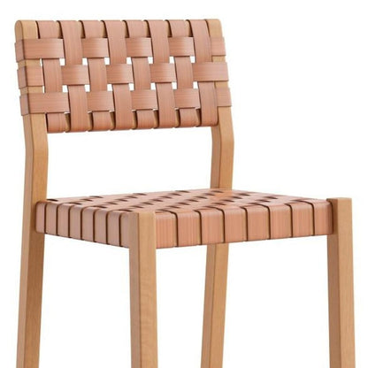 30" Brown Solid Wood Low Back Outdoor Bar Height Chair