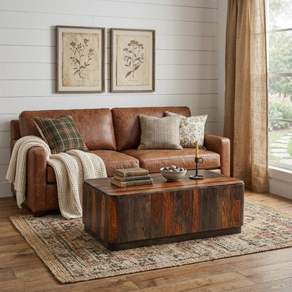 51" Dark Brown Solid Wood Solid Coffee Table