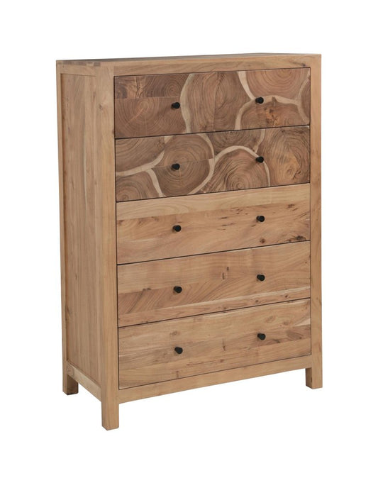 36" Natural Live Edge Solid Wood Five Drawer Lingerie Chest