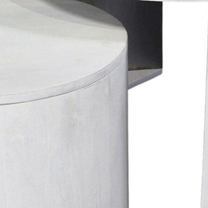 Set Of Two White Solid Wood Round Solid Nested Coffee Tables